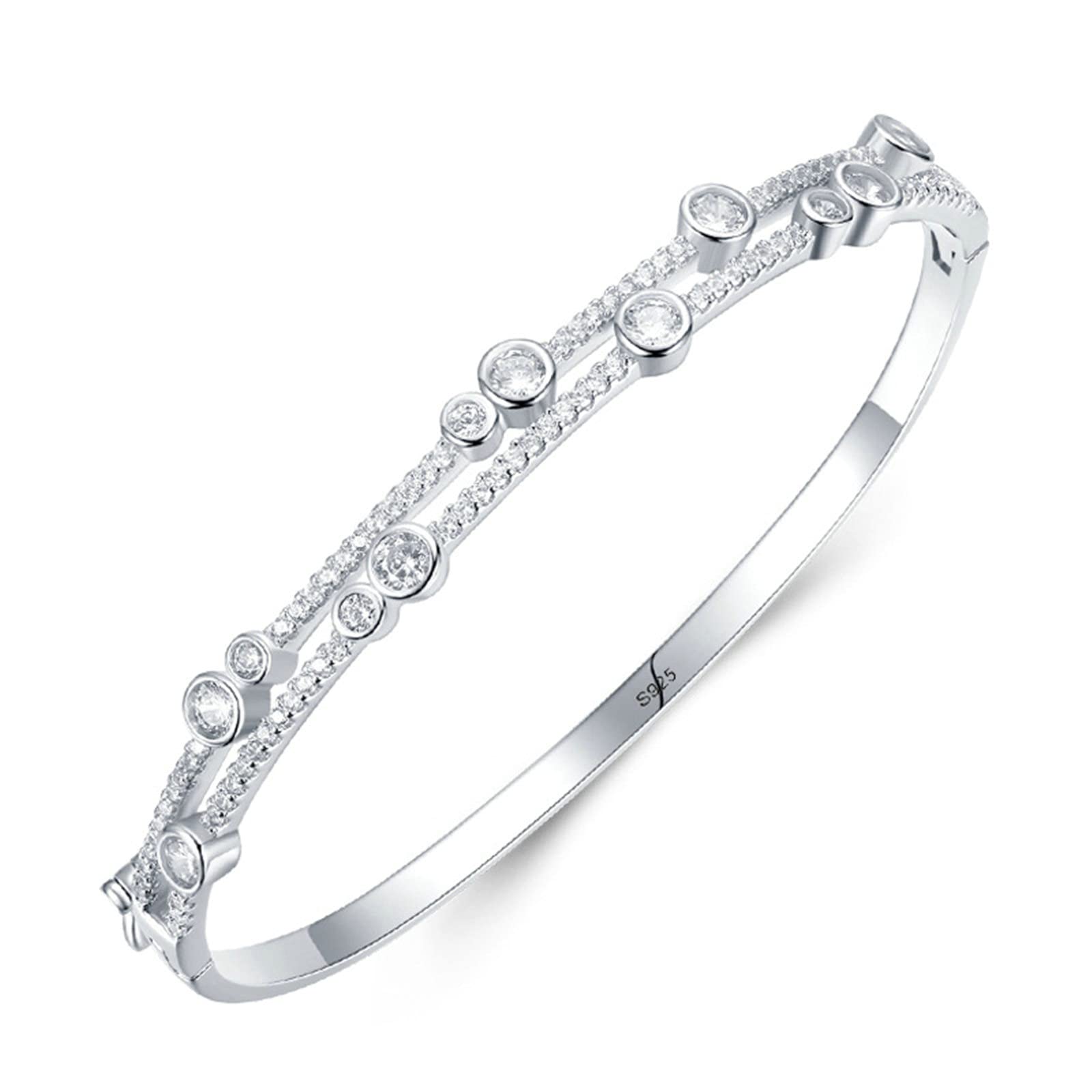 LYGBAOFUL Pulsera Feng Shui Mujer Plata de Ley Forma Redonda con Circonitas Pulseras de Mujer en Joyería