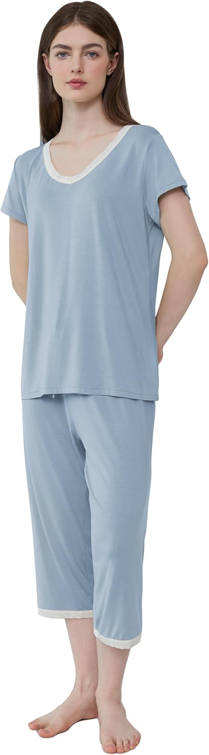 Joyaria Cooling Pajamas Bamboo Viscose Lightweight PJs Set Women Wicking Sleepwear for Night Sweat S-XXL - Image 2