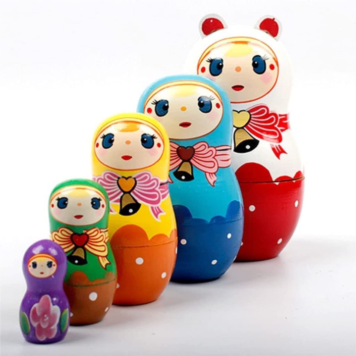 【美品】　マトリョーシカ・木製　5体入れ子人形 Amazon.co.jp: マトリョーシカ マトリョシカ 伝統的な木製の入れ子人形