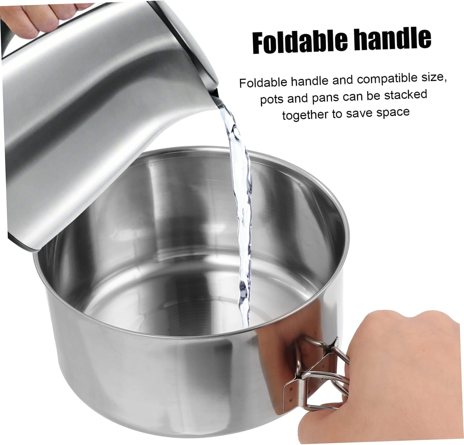 VICASKY Stainless Steel Cooking Pot Pan Outdoor Camping Cookware for Picnic Stackable Design Wear Resistant and