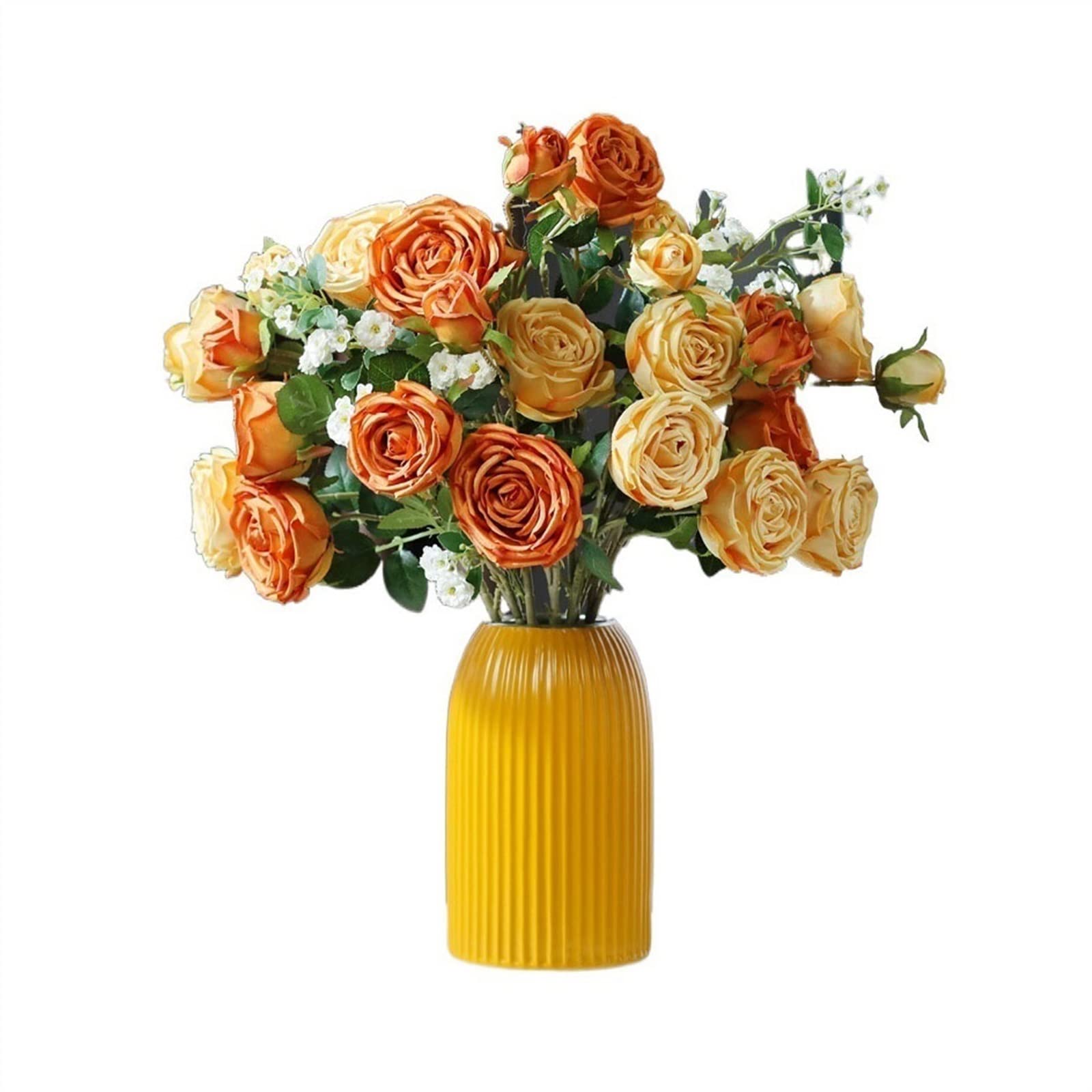 AYCDL Artificial Flowers Indoor Fake Rose Bouquet Set With Vase Dining Table Simulation Flower Arrangement Living Room Decorative