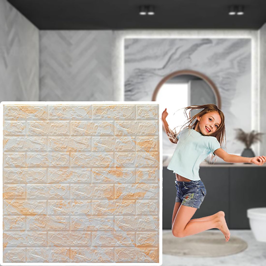 Papier peint 3D imperméable pour rénover un mur humide ou abîmé sans colle ni outils, 30pcs