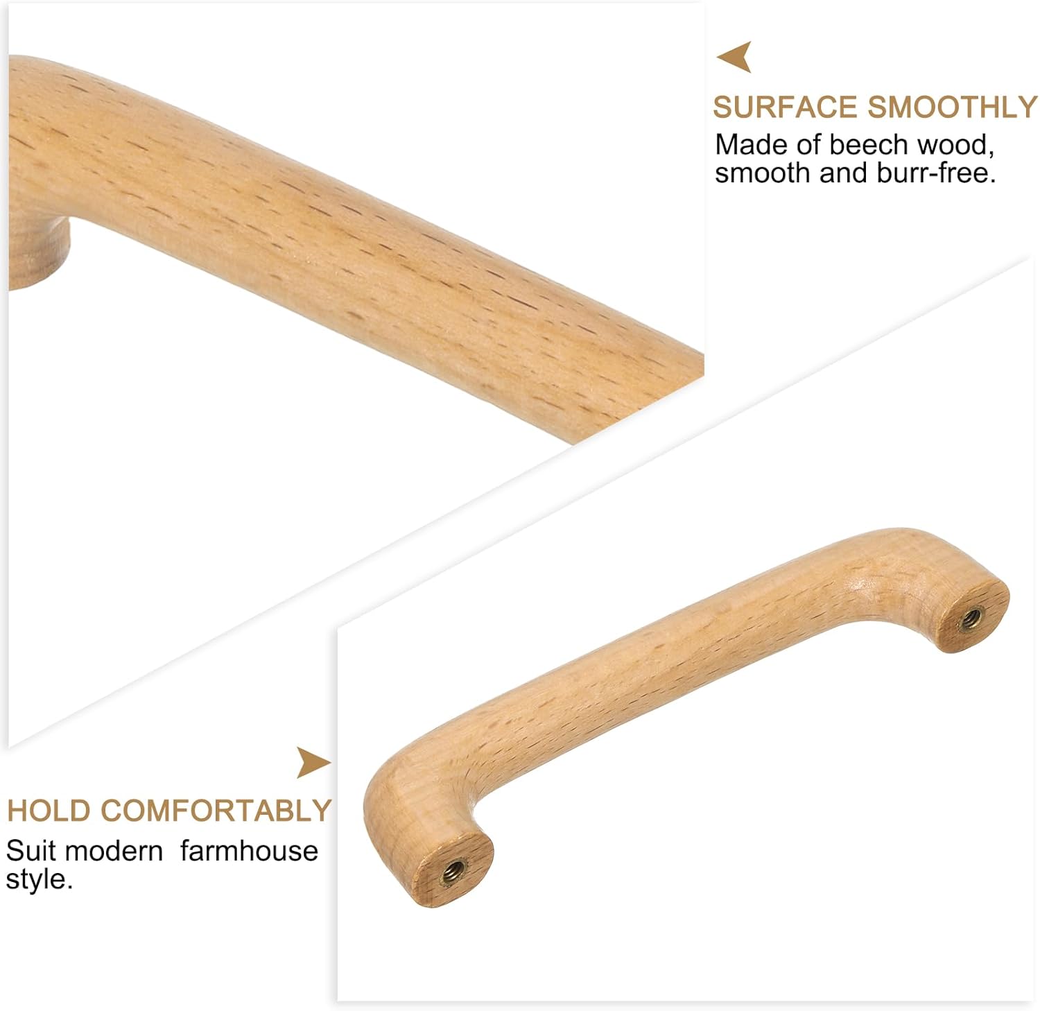 uxcell 20Pcs Wood Drawer Pulls Handles, 96mm/3.78" Hole Spacing Wood Cabinets Drawer Knobs Pull Handles with Screw Set for Kitchen Cabinets Dresser Furniture