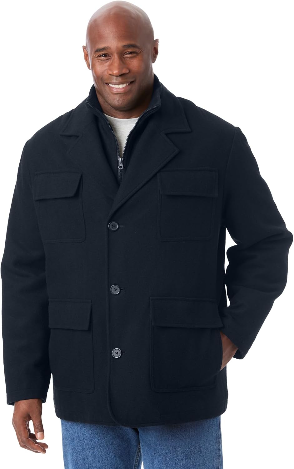 KingSize Men's Big & Tall Multi-Pocket Wool Inset Jacket
