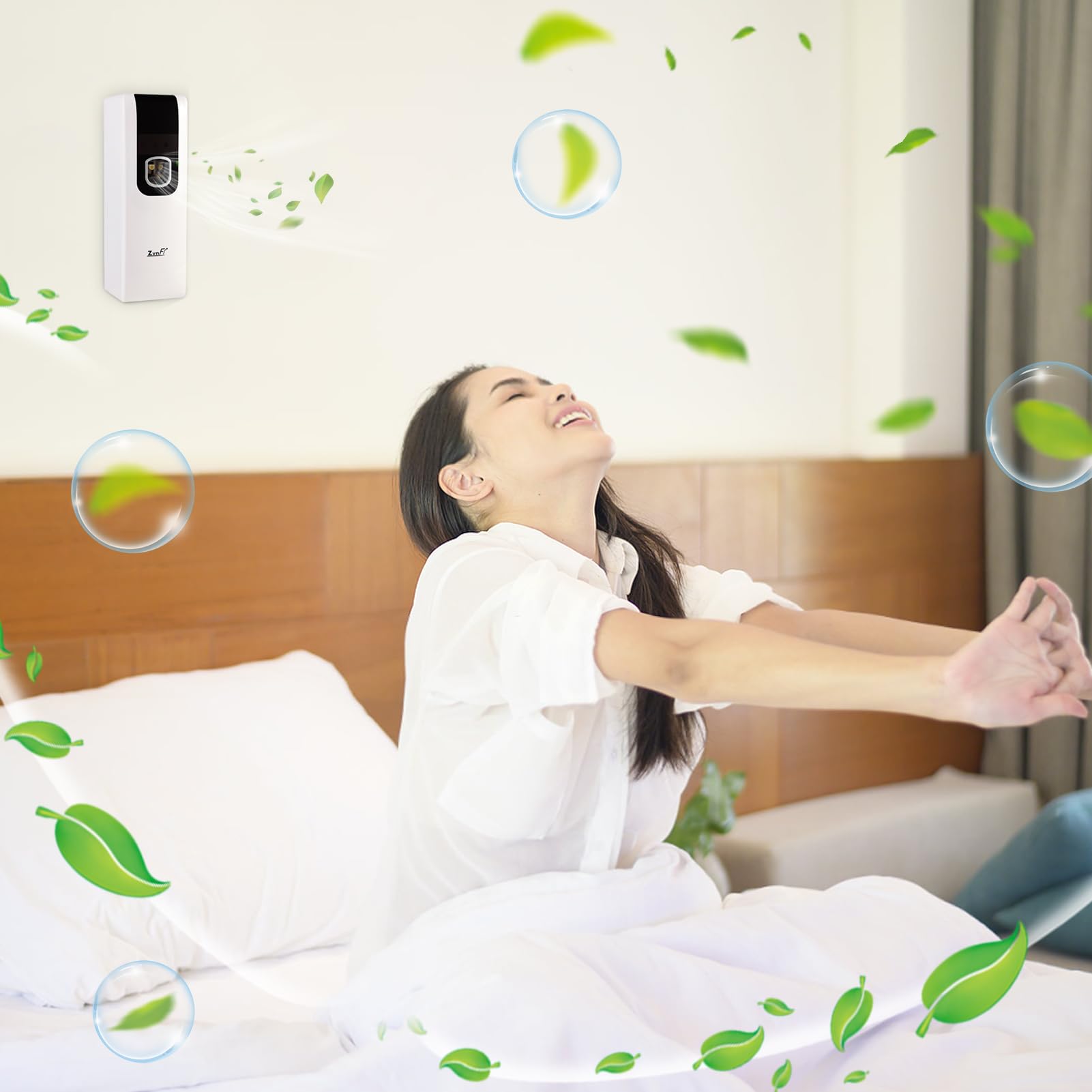 Ambientador en aerosol dispensador automático de fragancia compatible con Glade y Airwick lata de repuesto de 5.5 x 2.6 pulgadas, soporte de ambientador automático de pie o montado en la pared para el