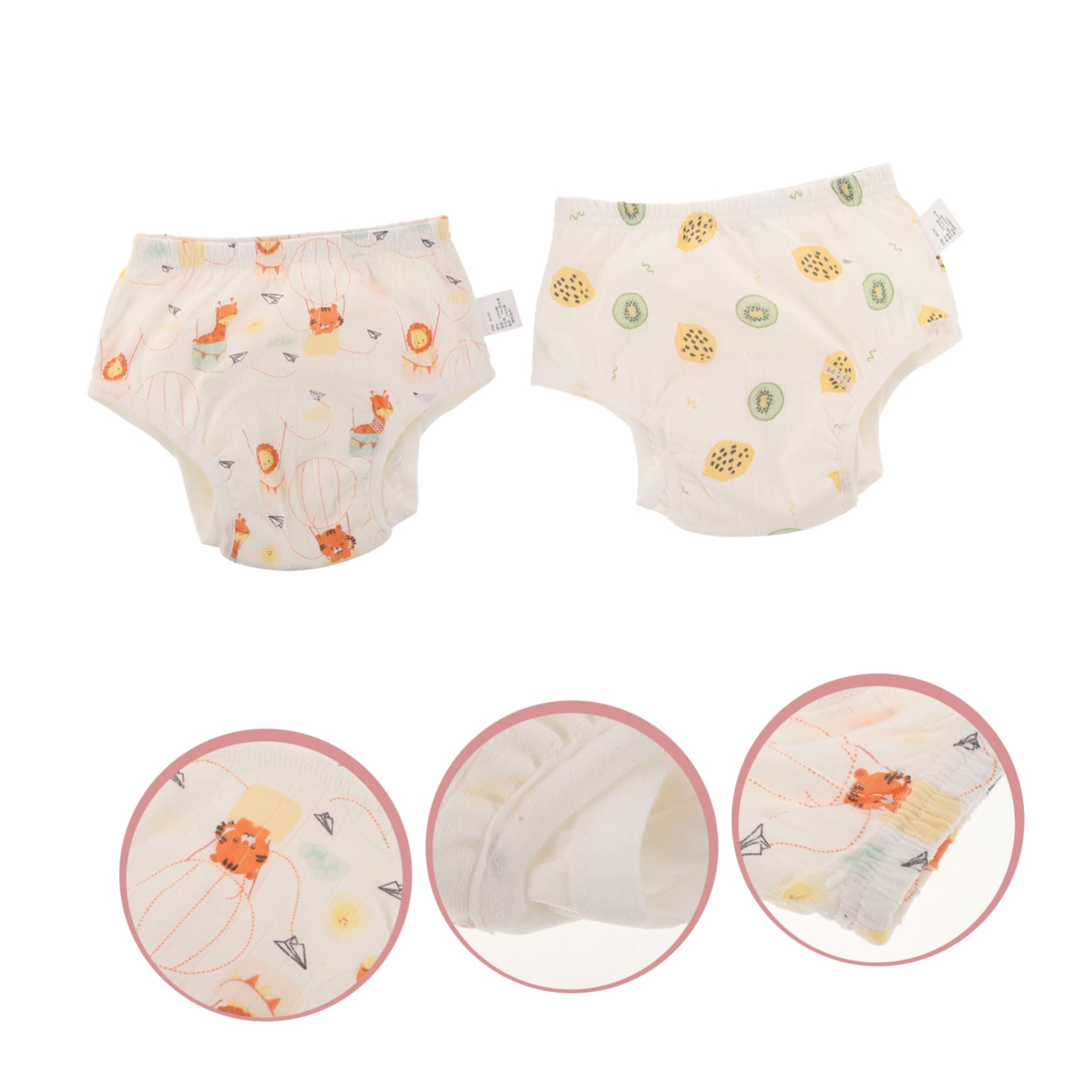 2piezas De Algodón Reutilizables Para Bebés De Pantalones De Entrenamiento Lavables De Absorbentes Adecuados Para Niñas y Niño Niña Diseño Divertido y Transpirable