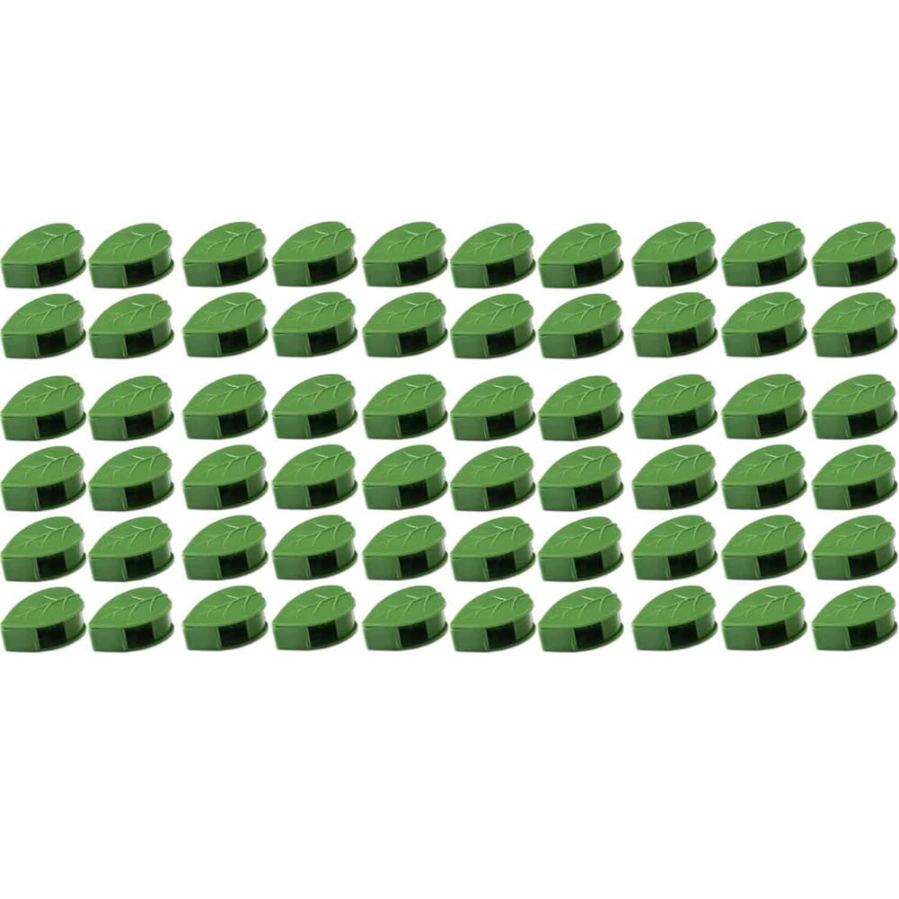 Xnuiasqe Green Garden Plants Clips, 60 Pcs Climbing Wall Support Snap Fixture Self-Adhesive Fixer Sticky Hooks