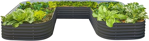 Vego garden 17" Tall U-Shape Raised Garden Bed Metal Raised Planter Bed for Vegetables Flowers Ground Planter Box, Jumbo Size