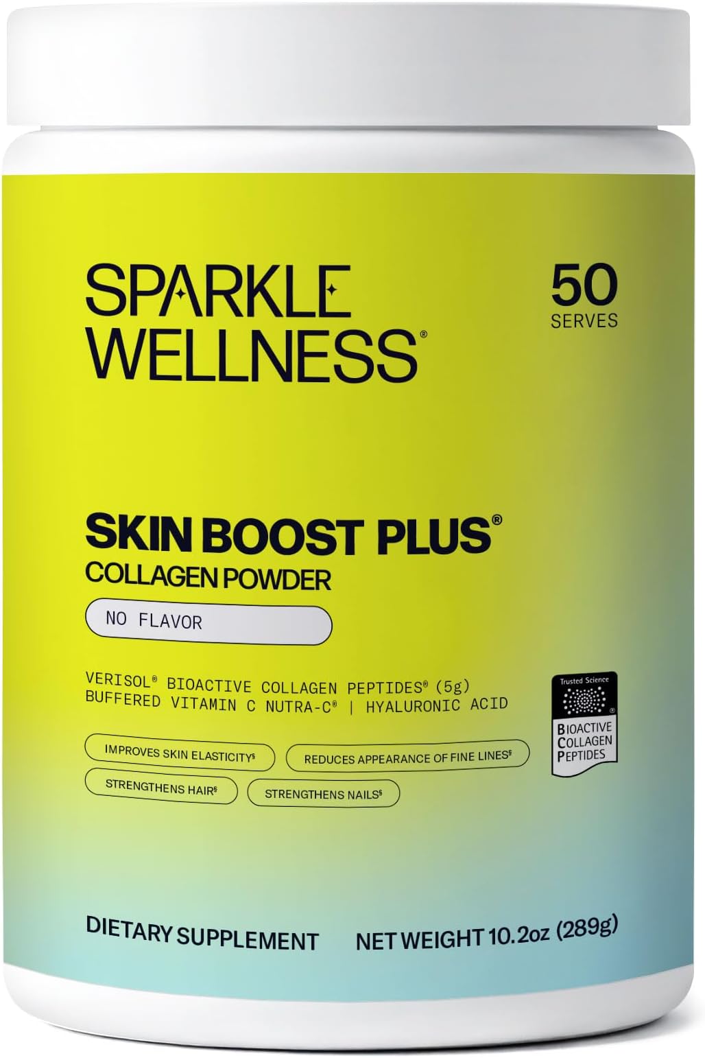 Hydrolyzed Collagen Powder - Sparkle Skin Boost Plus (No Flavor) [50-Serves] VERISOL Collagen Peptides Protein Powder & Vitamin C, Non-GMO Collagen Supplement Drink, Keto Protein Powder Nutrition