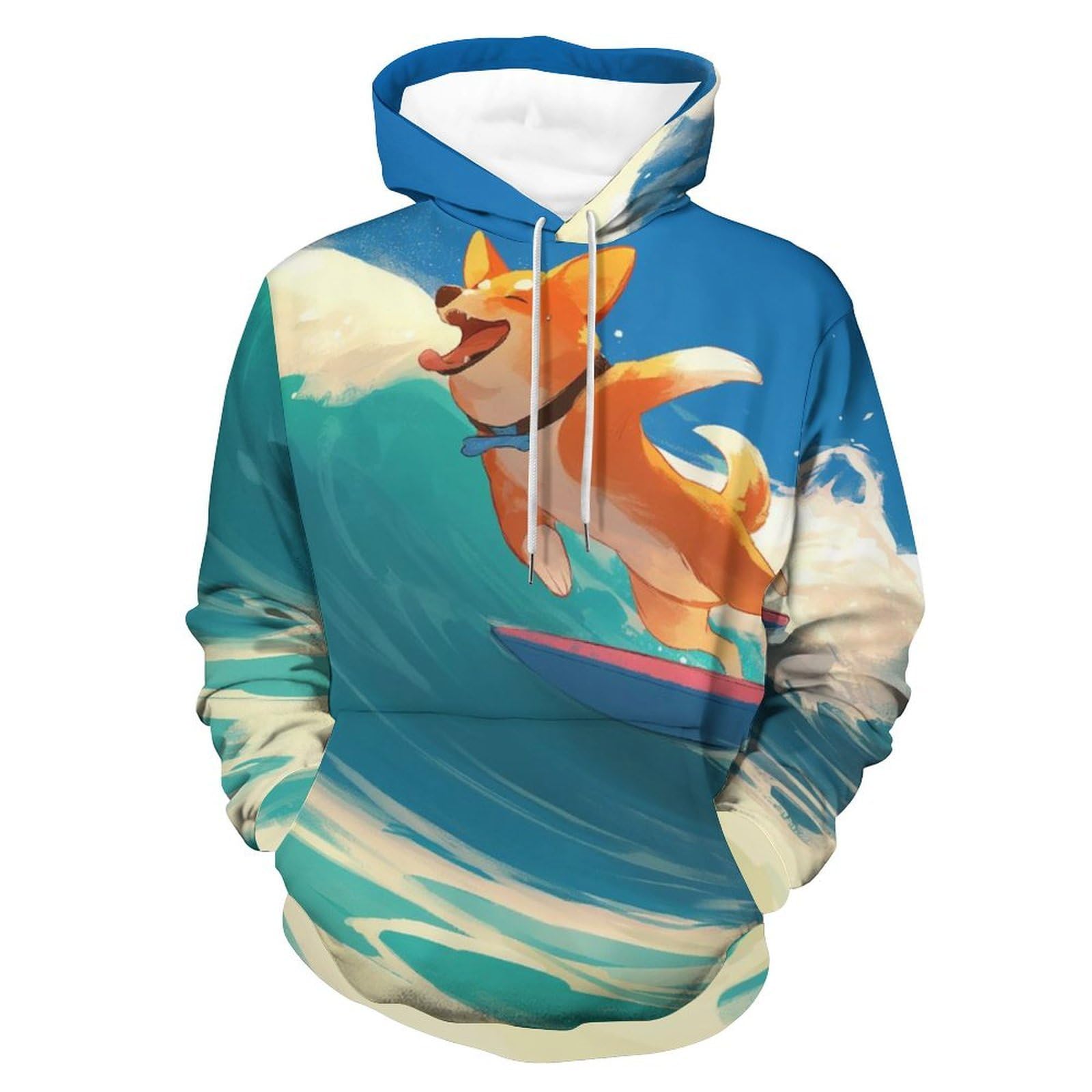 Pullover Chien Mignon Faisant du Surf sweatshirt à capuche manches longues - 8