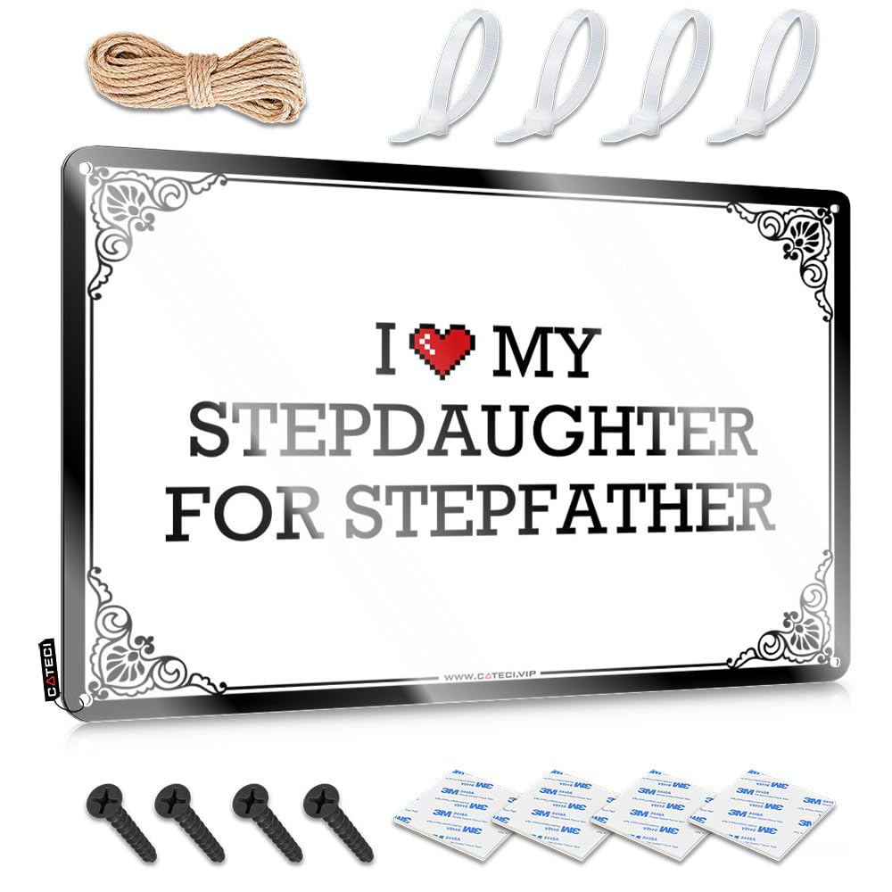 Retro Wall Decor Farmhouse Wall Art - I Love My Stepdaughter For Stepfather Decor Sweet Retro Style Decoration For Hallway(20X30CM)