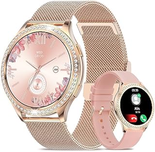 KIPTUMTEK Smartwatch Damen mit Telefonfunktion 1.32" Touchscreen, Fitnessuhr mit SpO2 Blutdruckmessung Herzfrequenz Schrittzähler Sportuhr IP67 Wasserdicht für Android und ios