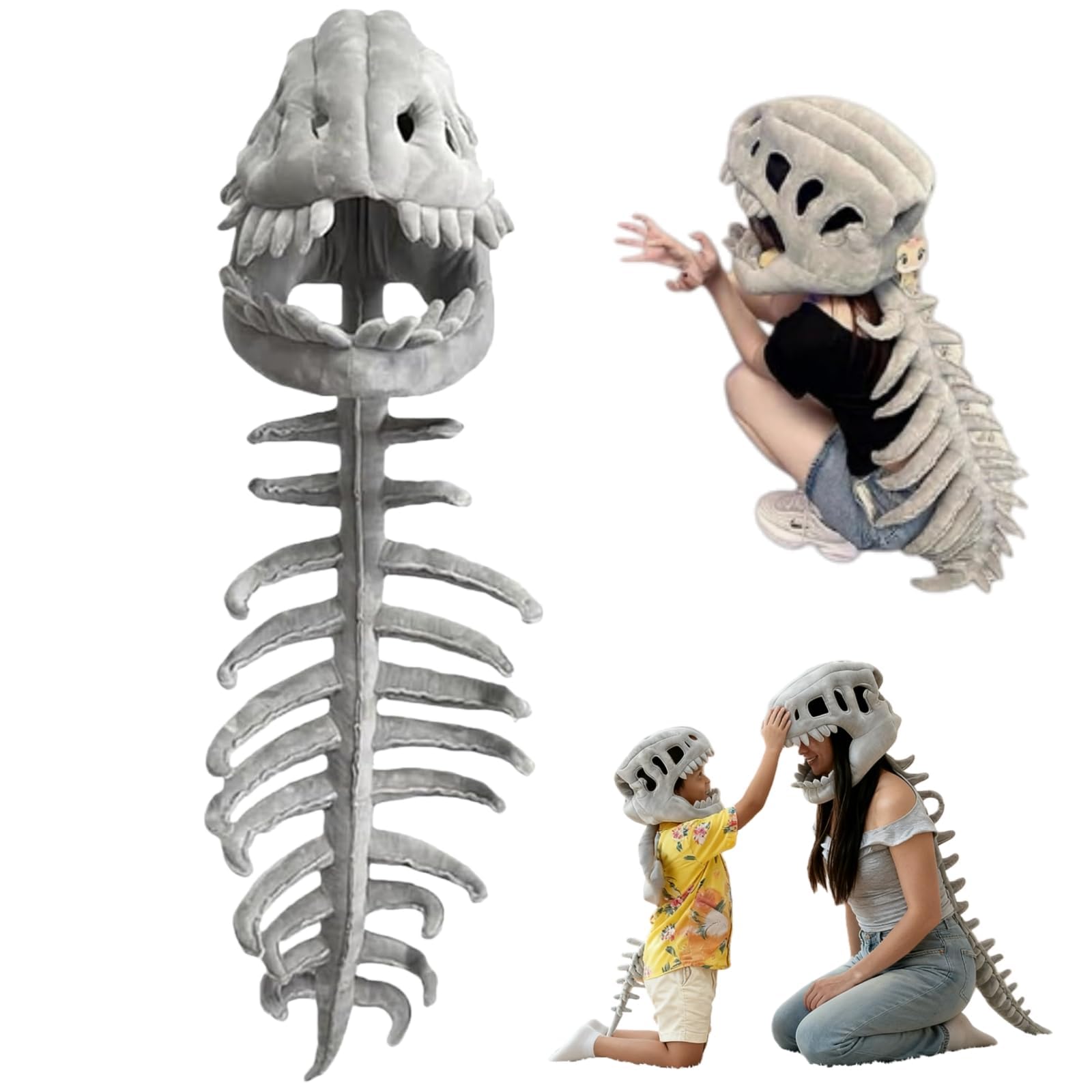 Spinosaurus Plush Dino Outfit, Costume Dinosauro Peluche Spinosaurus, Peluche Dinosauro con Design Scheletro 3D per Halloween, lavabile in lavatrice (75cm/29.5in)