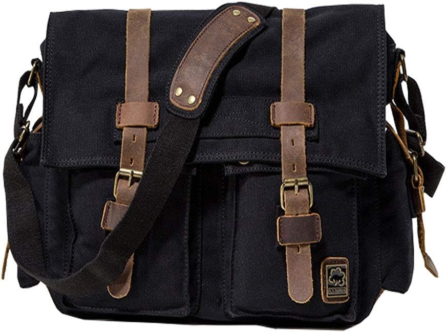 JONON Vintage Military Men Canvas Messenger Bag for 13.3-17" Laptop