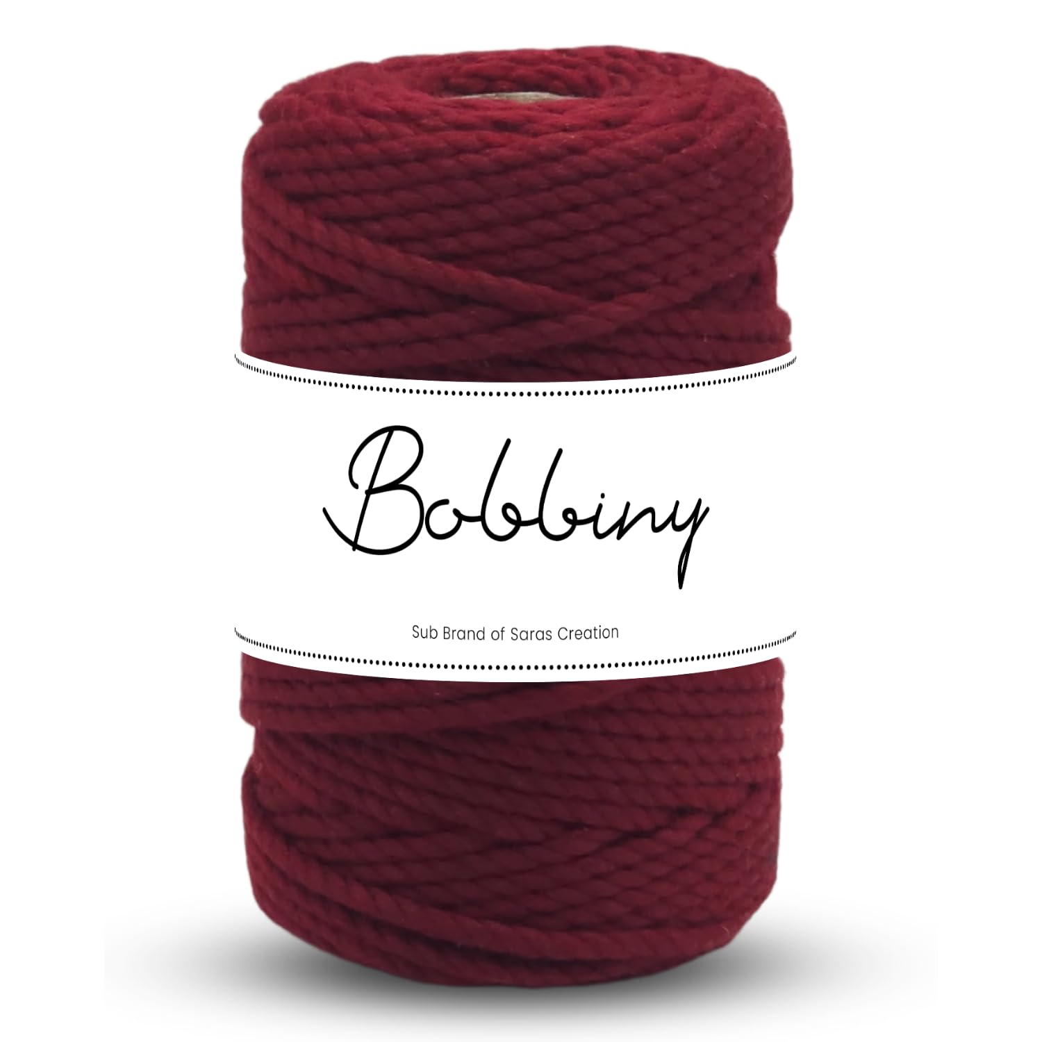 Bobbiny | 3 Ply Twisted Macrame Cotton Cord Dori (Roll Packaging) Thread for Macrame DIY and Other Projects | Maroon | 4mm,10 Meter