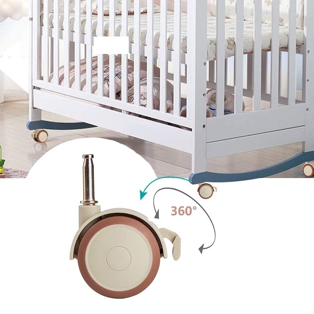 4 Pièces Muet Pivotantes 360° Roues, Support Roulettes Pivotantes Lit de bébé, Meubles Lit de Bébé Roues en Caoutchouc, pourchariots chariot lit bébé meuble table étagère à chaussures table basse
