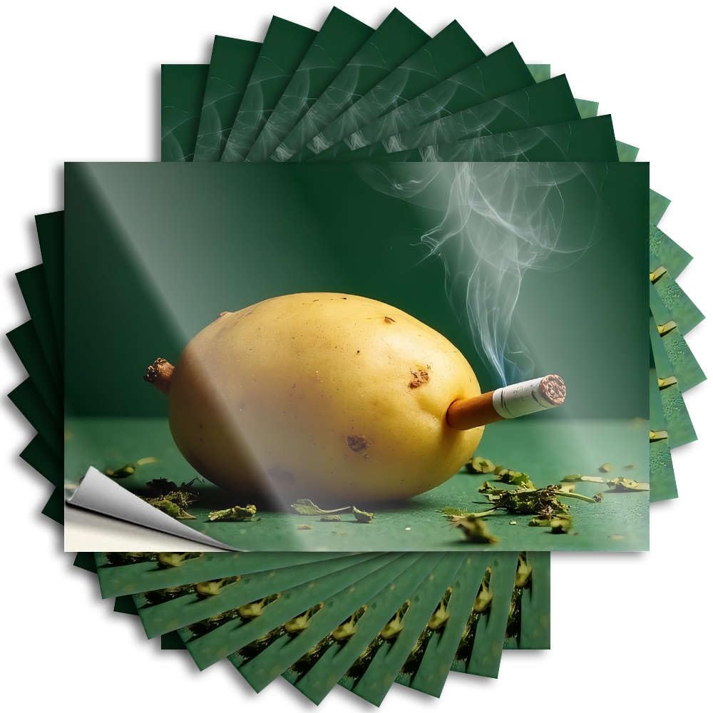 A Potato Smoking A Cigarette. Quote Cool Stuff for Boys Self Adhesive | Small Bumper Vinyl Sticker Pack for Outside(6X9CM)