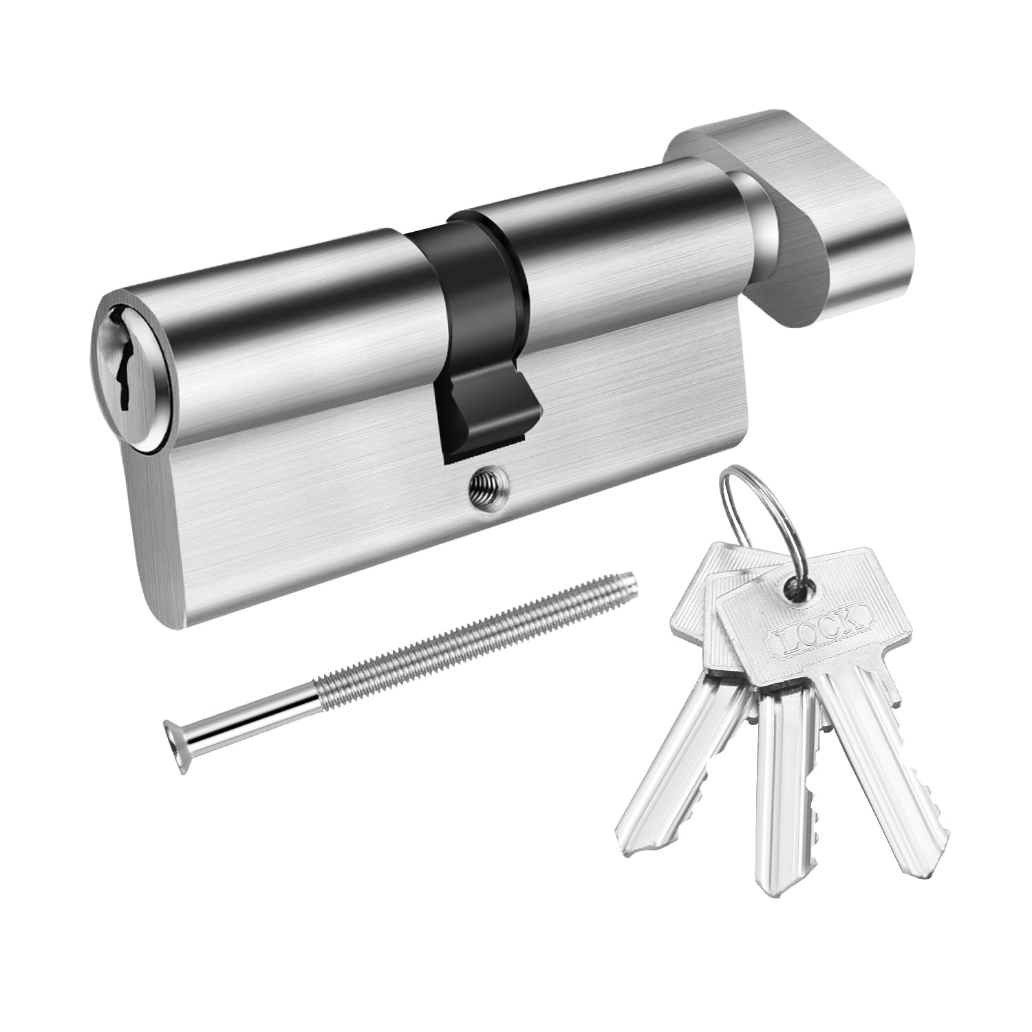 SISAV 55/35T Thumb Turn Euro Lock Cylinder (90mm), Aluminum Clad Brass Material, Nickel Brushed Finish, High Security