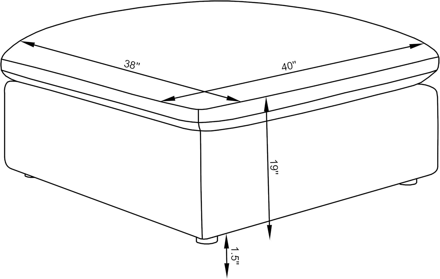 Coaster Home Furnishings - Hobson - Fabric - Upholstered Square Ottoman with Plush Cushioned Seat, Topstitching Detail and Modular Design for Seating - Living Room - 38-Inch - Ivory - 551453