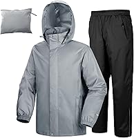 Vista 10 de 33,000ft Traje de lluvia para hombre, plegable, impermeable, ligero, equipo de lluvia para golf, senderismo, ciclismo, 2 piezas