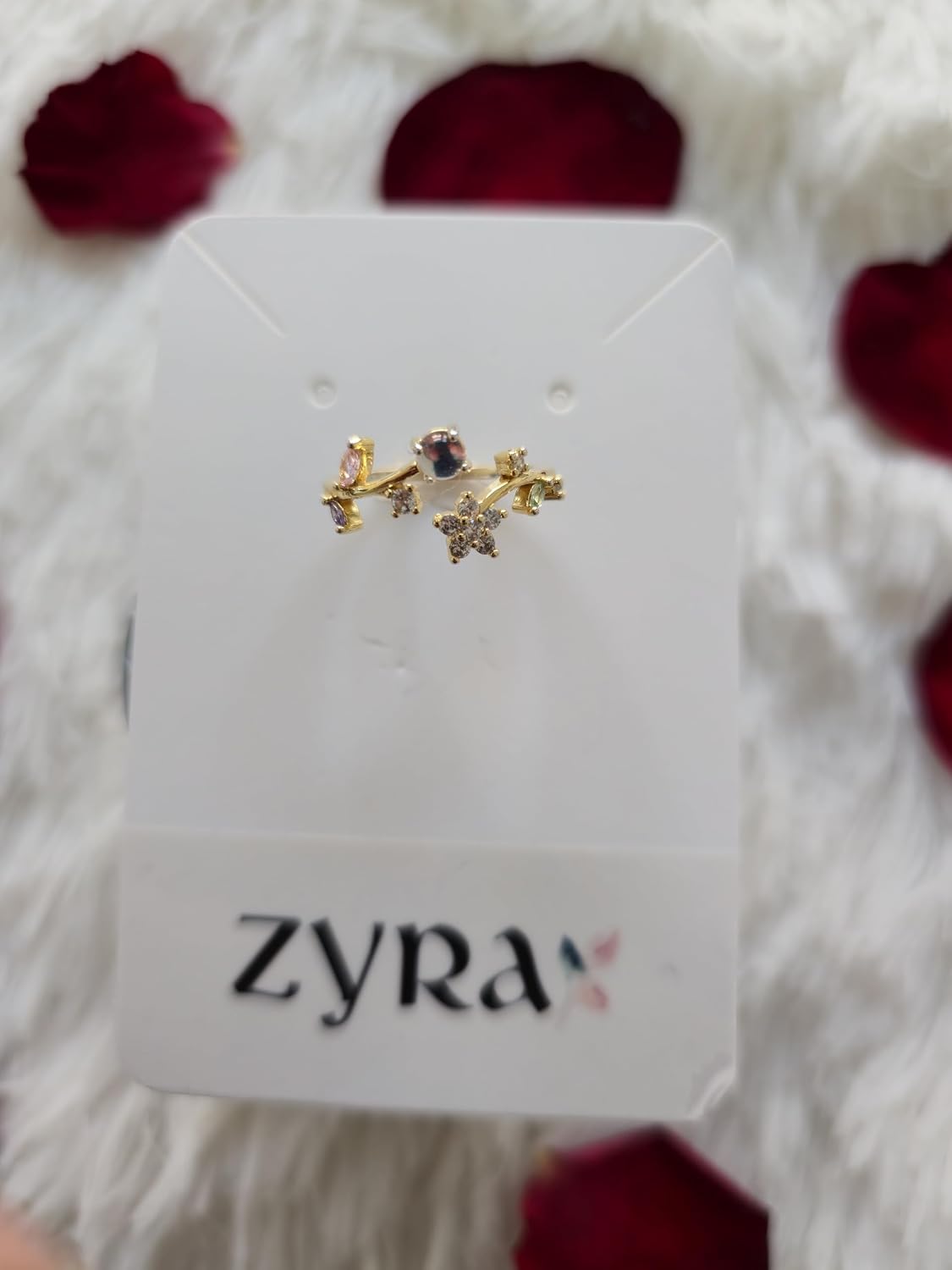 ZYRA Adjustable Rings for Women | Gold Plated Dainty Bands | Statement Stackable Rings for Women | Promise Rings Jewelry Birthday Christmas Gifts | Sparkling Diamond | Butterfly | Flower | Star | Moon