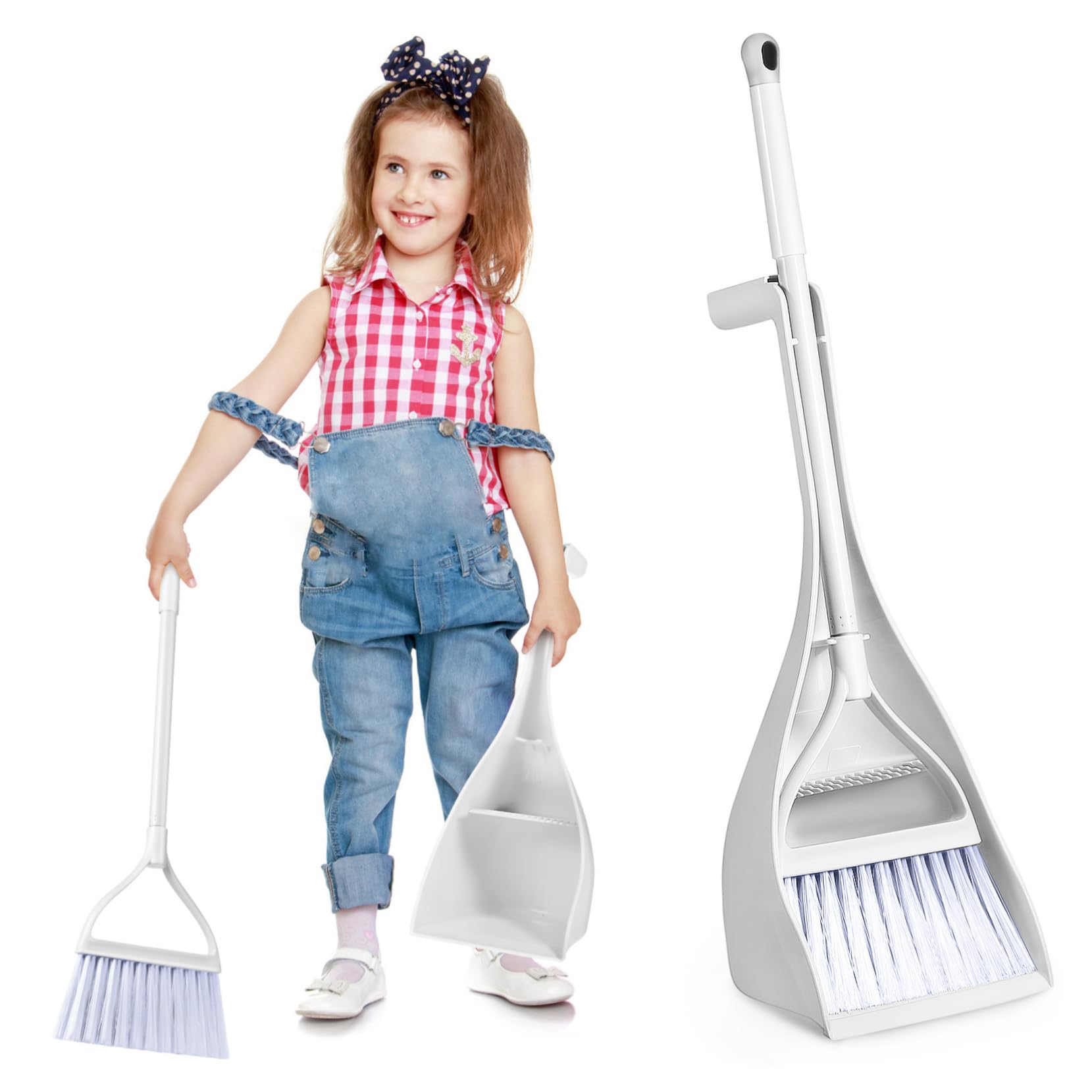 SOLUSTRE Boys and Girls Broom Dustpan Set 1 Set Small Broom Dustpan Portable Cleaning Brush Freestanding for Household
