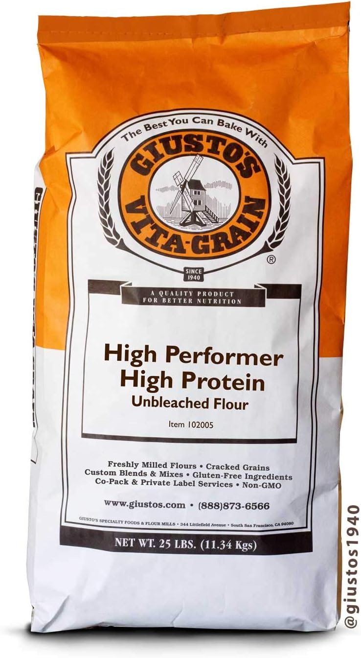 Giusto's Vita-Grain High Performer High Protein Unbleached Bread Flour, 25lb Bag