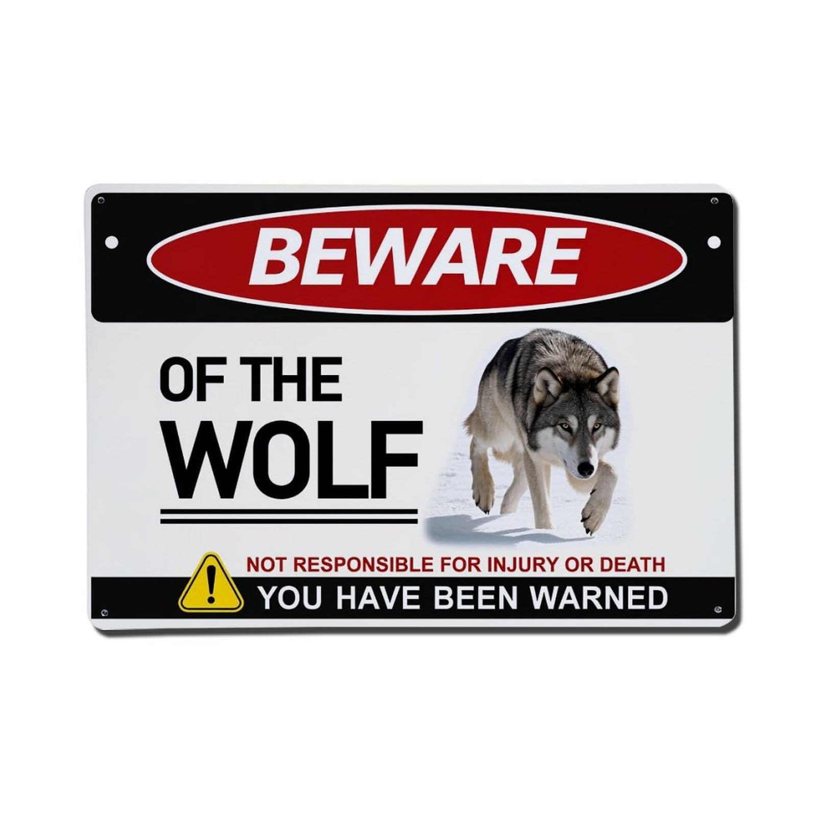 Beware Of The Wolf Sign Vintage Tin Sign Retro Metal Wall Decor Metal Poster, Home Bar Garage Farmhouse Cafe Wall Art Decoration 8x12Inches