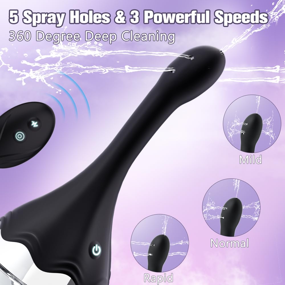 Doccia anale Pompa per clistere automatica - Clisteri elettrici da 20 once per la pulizia del colon per donne con 3 velocità e 5 beccucci, Docce in silicone per la pulizia anale maschile