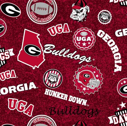 University of Georgia Georgia Bulldogs Fabric – Officially Licensed University of Georgia Cotton Quilting Fabric by Sykel Enterprises, Precut Yardage for Sewing & Crafts Home