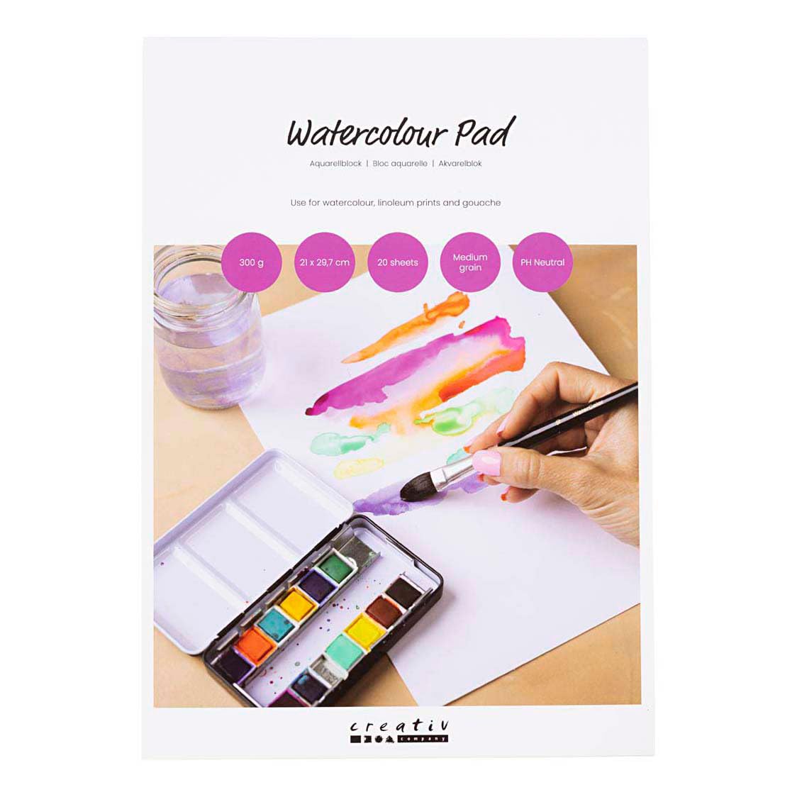 Creativ Company bloc aquarelle A4 20 feuilles 300g pour peinture aquarelle
