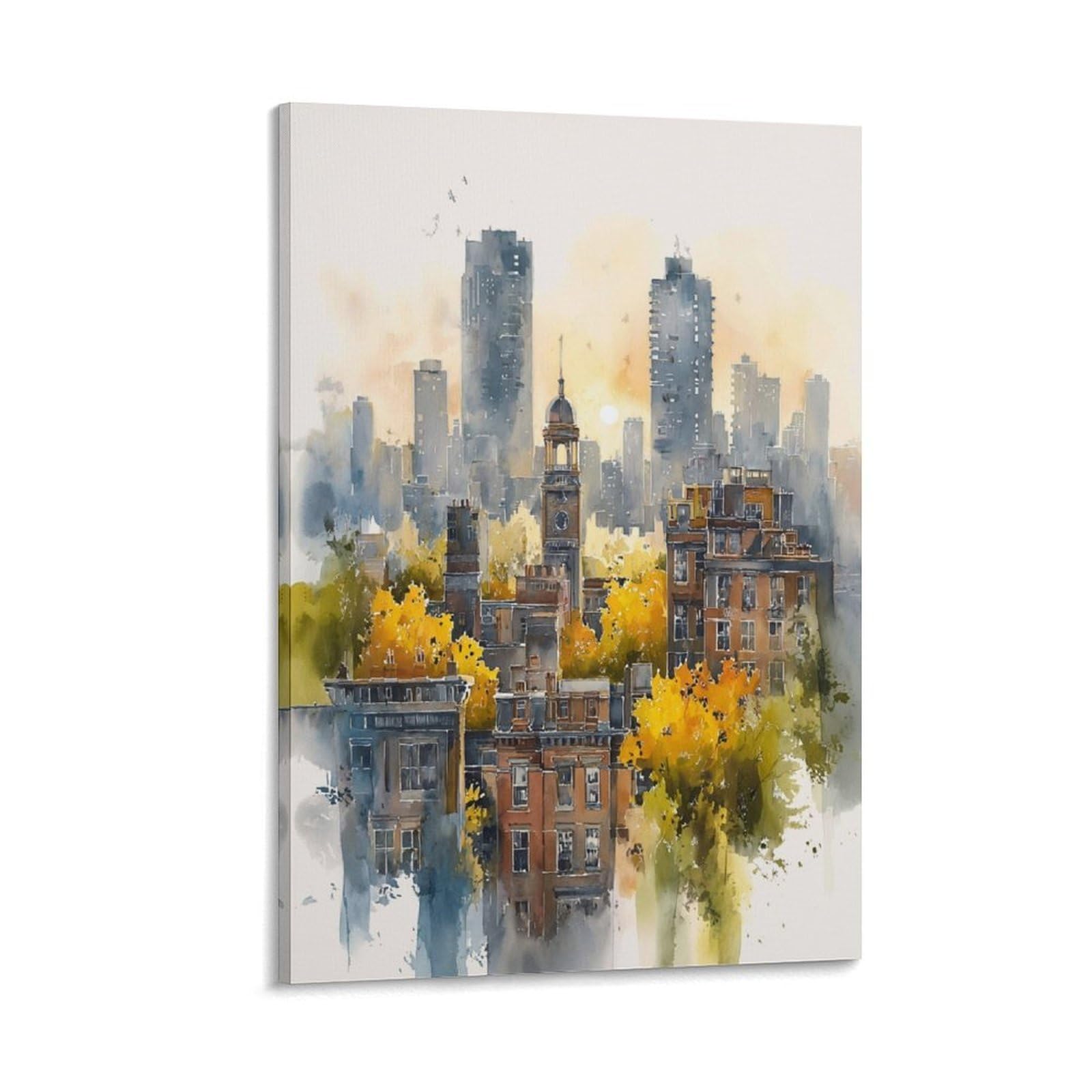 Toronto CN Tower Ontario 24x36inch(60x90cm) Vintage Travel Poster Watercolor Canvas Art