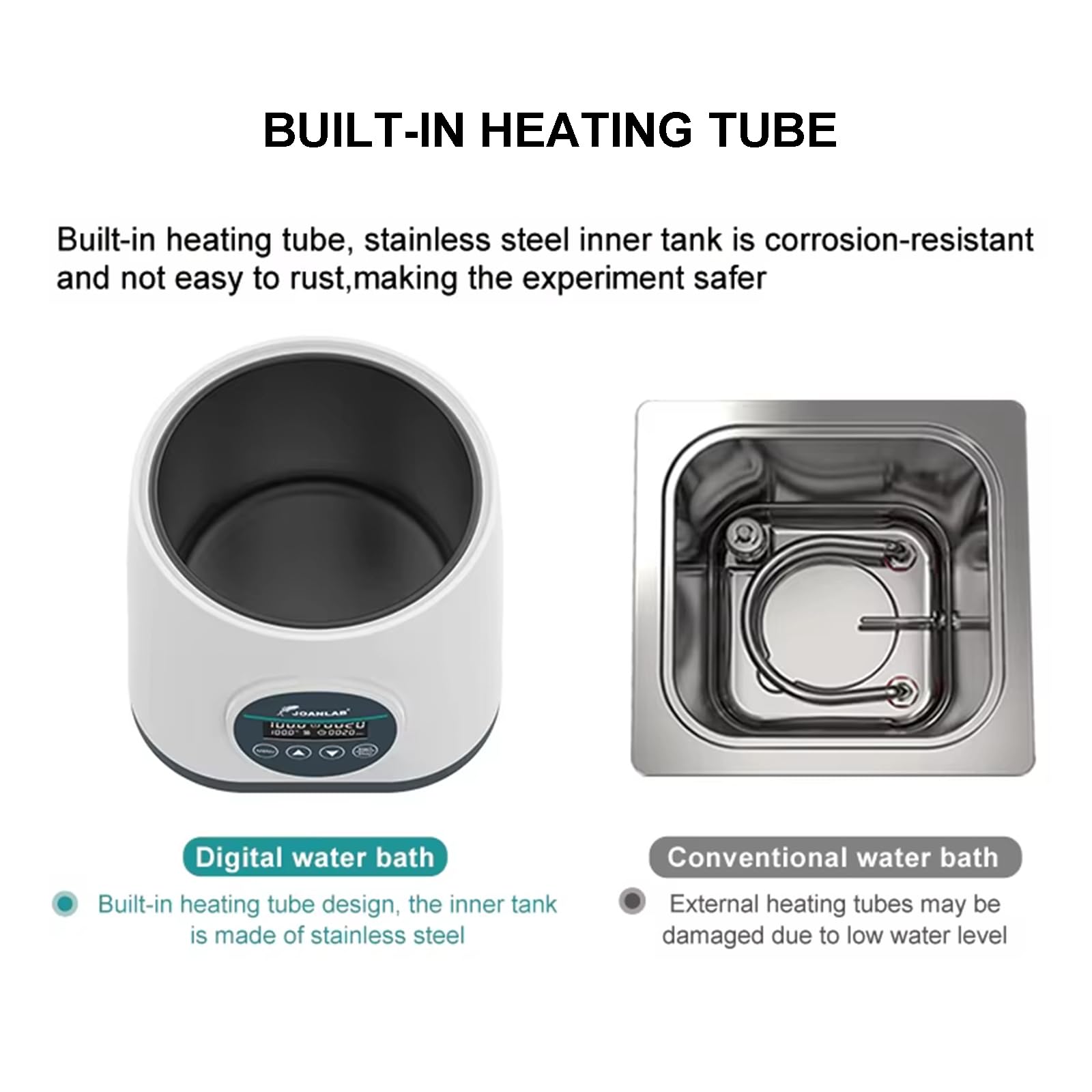 Bain-marie Numérique De Laboratoire, Capacité 2 L, Revêtement En Acier Inoxydable, Protection Contre La Surchauffe Et La Marche À Sec, 0-100 °C, Minuterie 24 Heures,WB-2