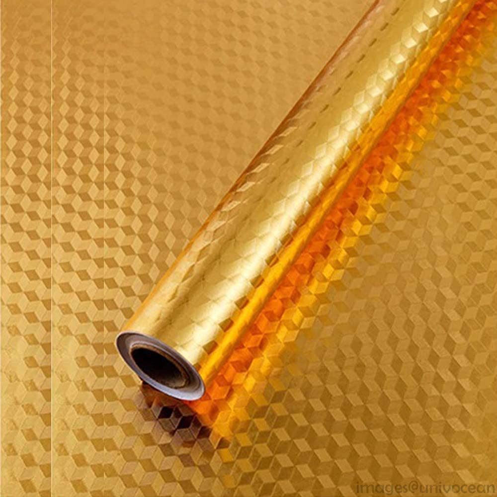DADEE Fresh Kitchen Golden Oil Proof Waterproof Paper Aluminum Foil Backsplash Sticker Stove Cabinet Liner Decor Self Adhesive Wallpapers_2 Meter (Golden)-image-35