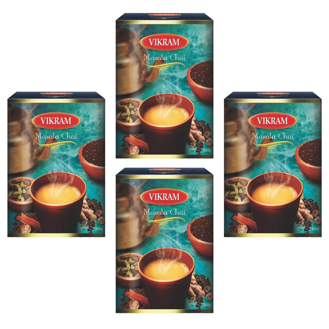 Vikram Masala Chai | Perfect mix of natural spices (Cloves, Cinnamon, Black Pepper, Cardamom) (250g, Box of 4) - 1kg (B08GD3SXNV) Amazon Price History, Amazon Price Tracker