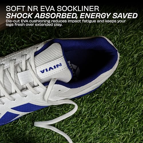 Image of NIVIA Stance Cricket Shoes for Men & Women with Breathable Synthetic Upper, EVA Cushion Sockliner, Personalized Heel Fit & High-Grip TPU Stud Outsole for Batting, Bowling & Fielding