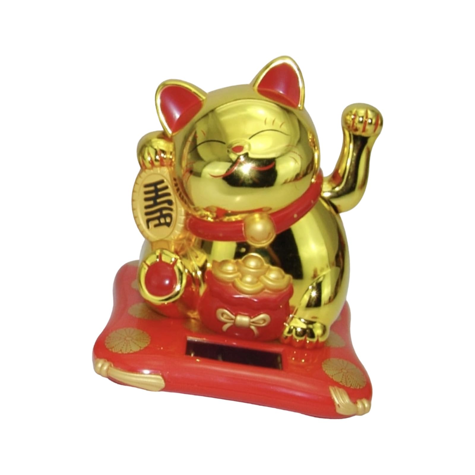 Elnwnnkc Polystyrene Photovoltaic Panel Successful Puss Statue for Car Interior Decoration Automatic Relocating Arms Cultural Symbol Solar Successful Puss Car Decoration