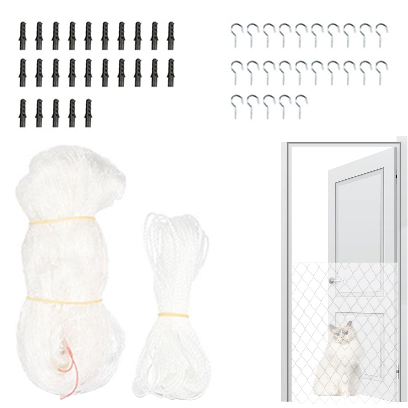 NETTINA DI BALCONO per animali domestici, balcone da rete per gatti | Rete per la per animali domestici per balcone, scale, porta,