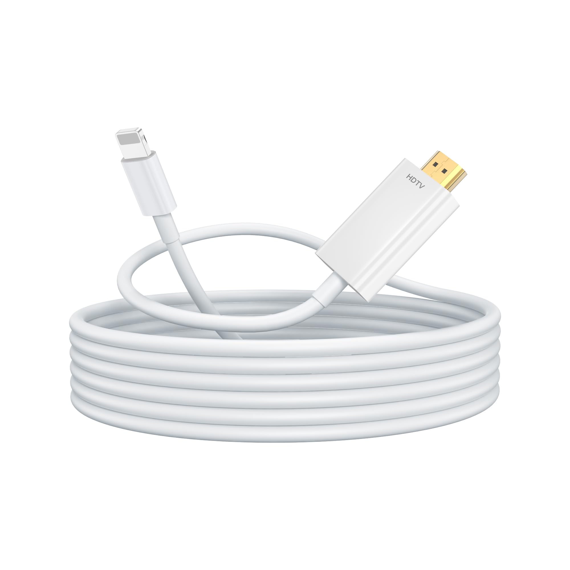 Lightning to HDMI Cable 6ft HDMI Cable for iPhone Digital AV Adapter, 1080P HD Video Sync Screen Compatible with iPhone to HDMI for TV Projector Monitor, Just Plug and Play(White)