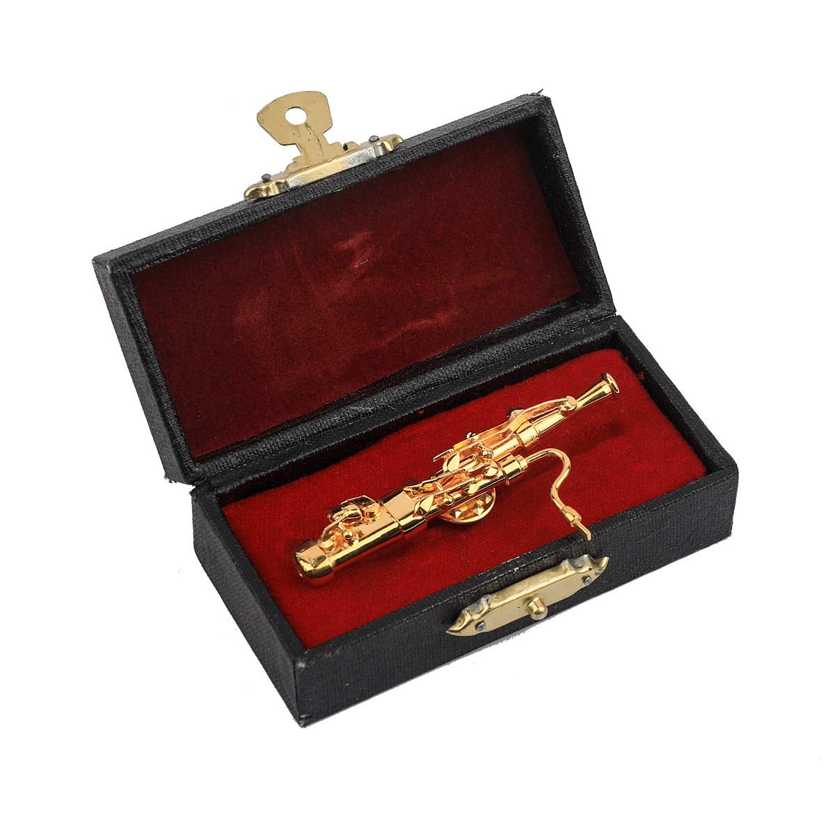 Broche de solapa de instrumento musical en miniatura con forro de terciopelo rojo, regalo musical, regalo de cumpleaños, metal