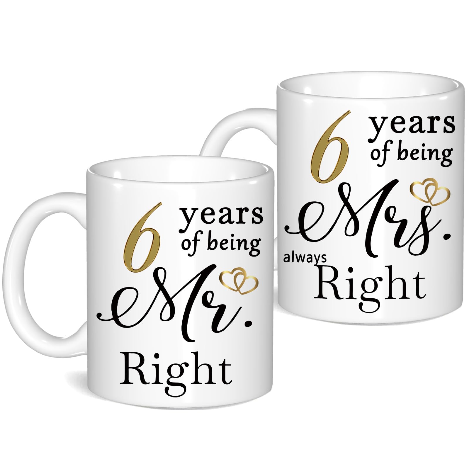 6 Year Anniversary Coffee Mugs Set of 2
