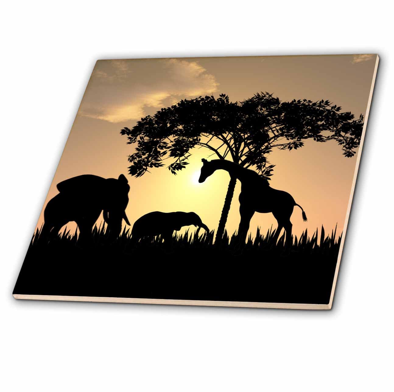 3dRose African Safari Silhouette - Ceramic Tile, 6-Inch (ct_48979_2)
