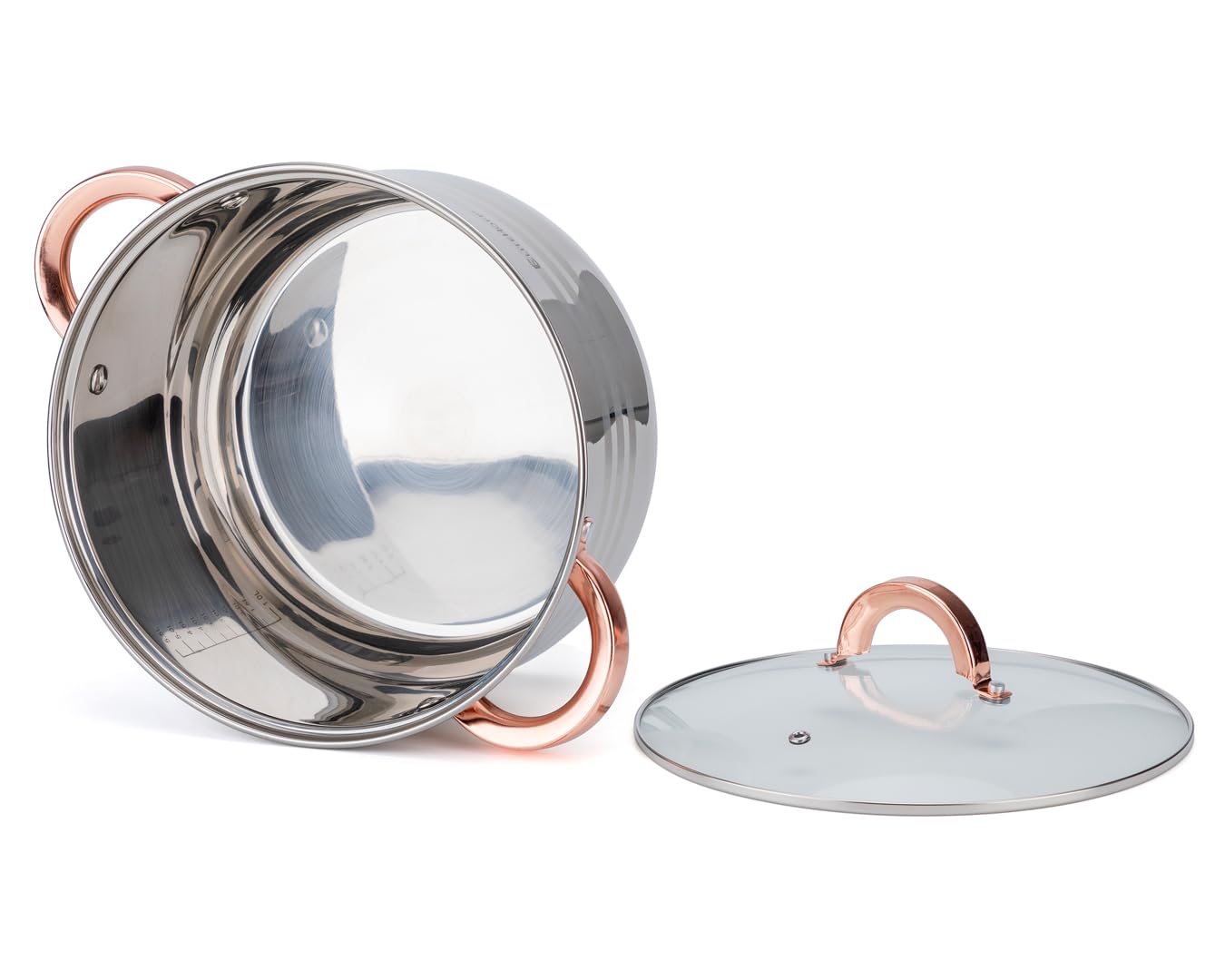 EliteHoff Juego de ollas de inducción, olla de acero inoxidable de 7 capas, juego de ollas con tapa, asas de oro rosa, para todo tipo de cocina (6 piezas)