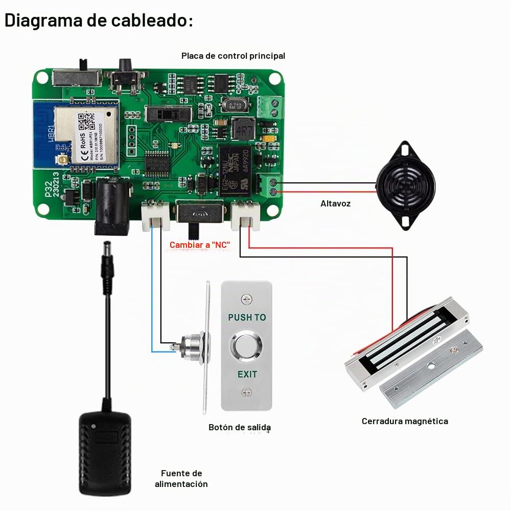 WiFi Tuya App Kit de Sistema de Control de Acceso Remoto Inalámbrico Abre la Puerta de Desbloqueo + 180KG / 350lbs Cerradura Electromagnética + Botón de Salida