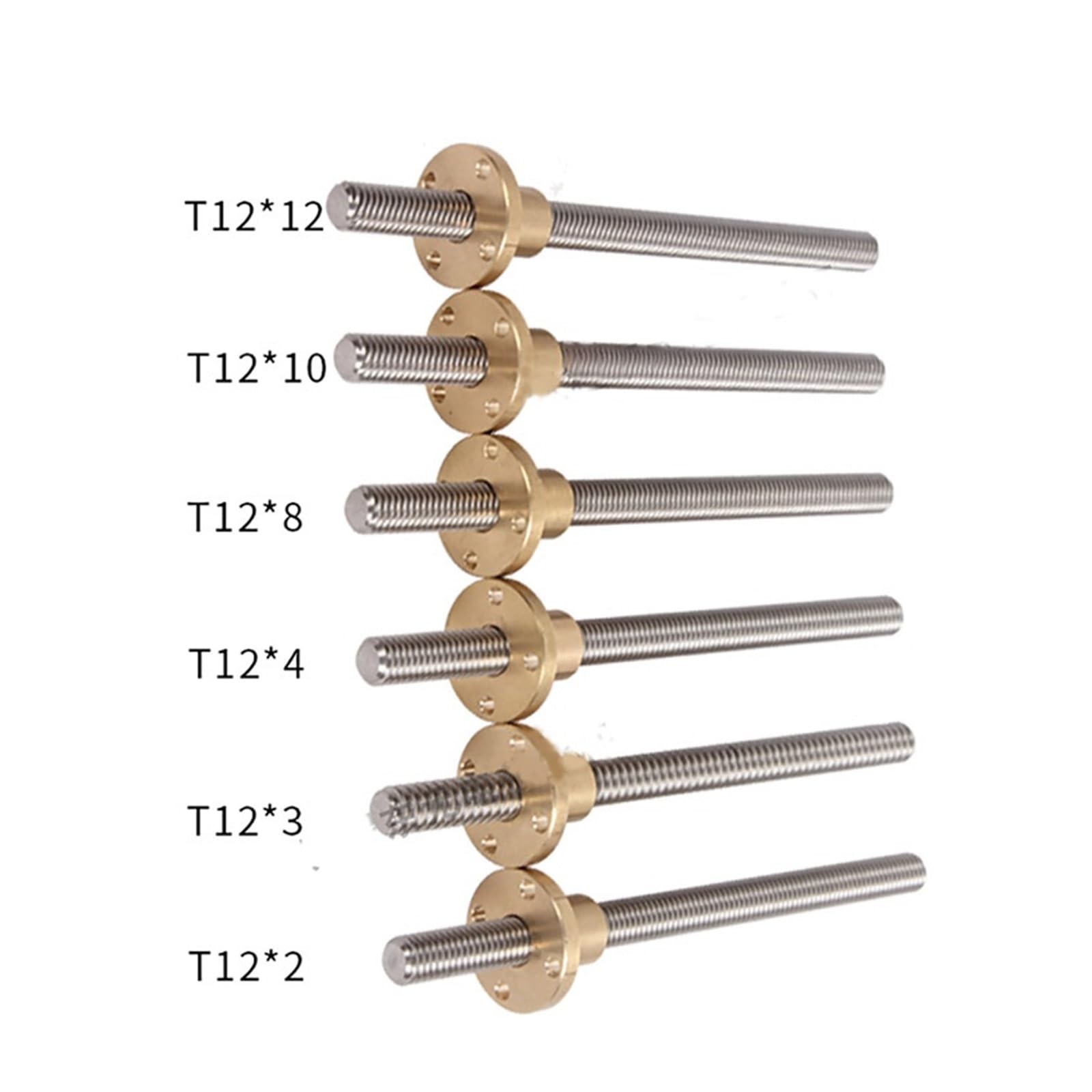 Metal Ball Screw nut T12 Trapezoidal Screw 100mm -1500mm Pitch 2mm Lead 2mm Leadscrew with Brass Nut(500mm)