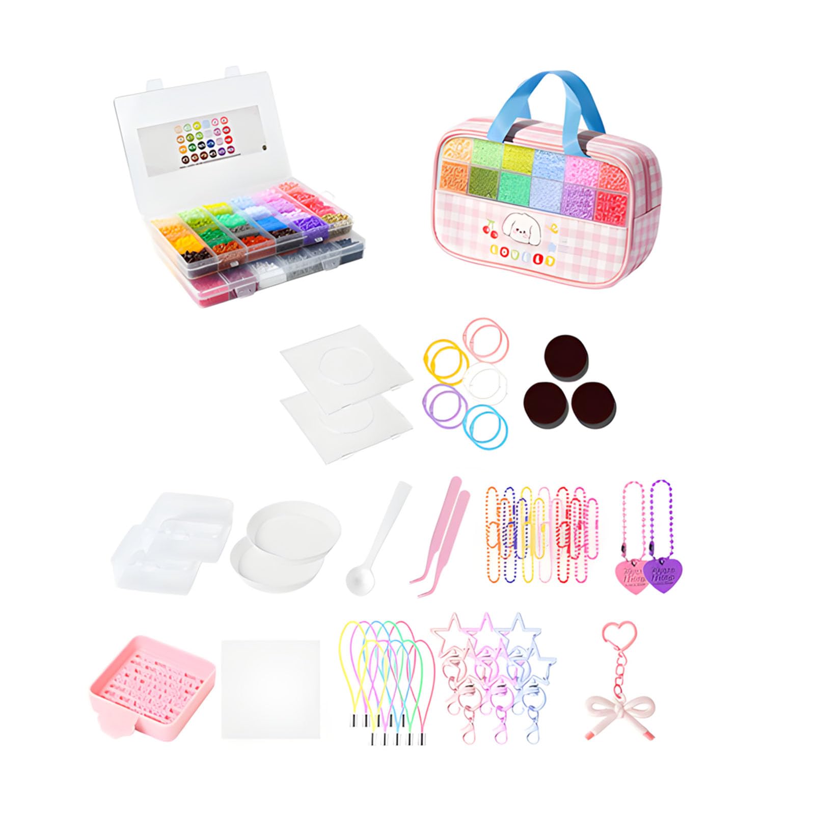 EXQIOUR 48 Color Fuses Beads Set Easter Arts Crafts Educational Toy Set Art Decorations Birhtday Gifts for Girl and Boy