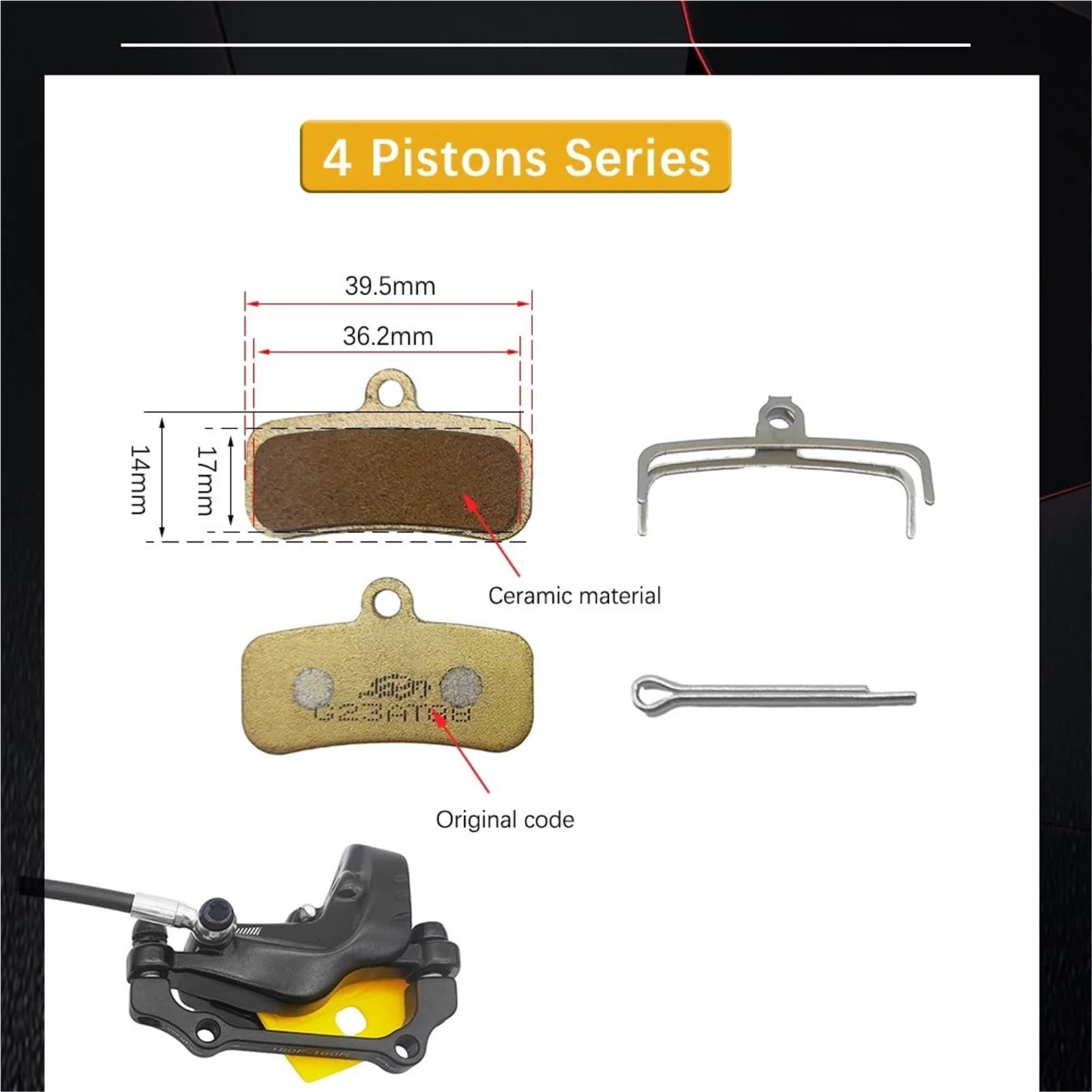 Pinzas de pistones de freno Pastillas de freno de disco hidráulicas de cerámica Y-5 A5-D de 2 pistones y 4 pistones, aptas para bicicletas eléctricas de montaña y scooters. Pinzas Freno(2-pistons 32 P