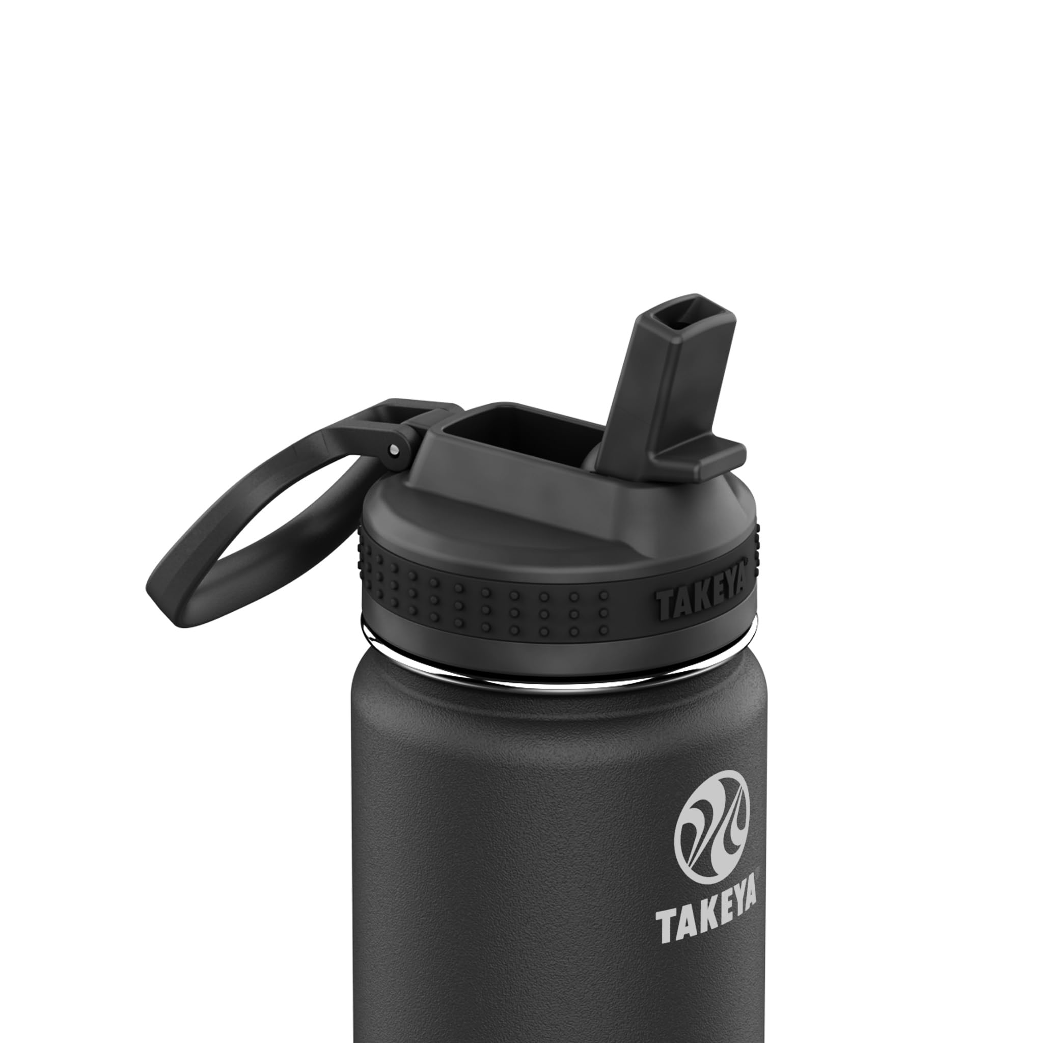 Takeya Actives Isolierte Edelstahl-Wasserflasche mit Strohhalm-Deckel, 680 ml, Onyx