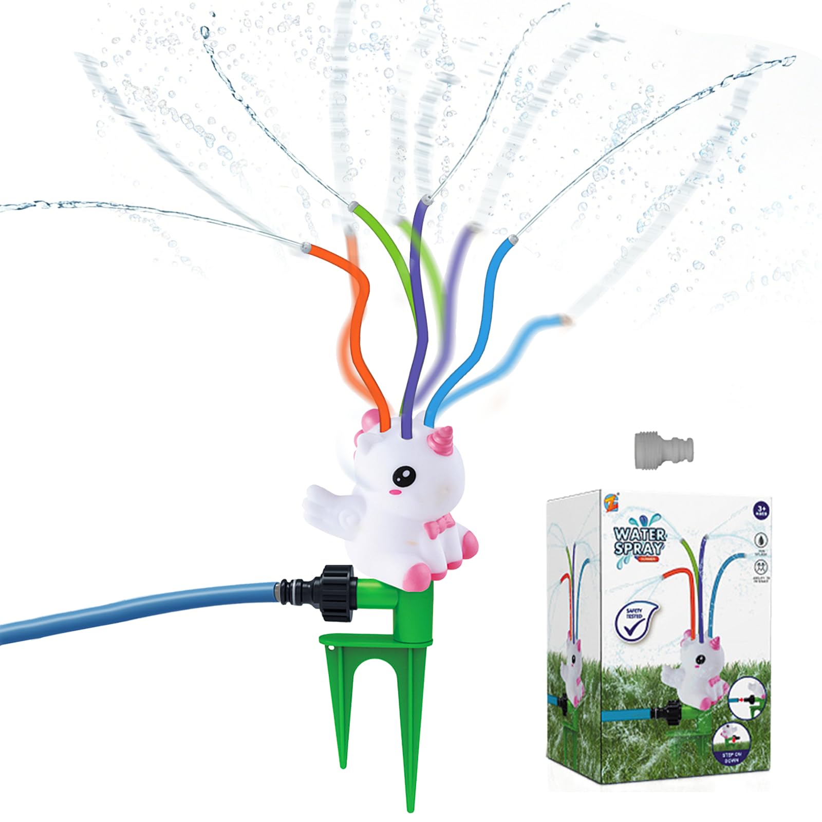 Water Spray Sprinkler for Kids, Pink Pony Sprinkler with Wiggle Tubes, Cute Outdoor Sprinklers to Garden Hose, Summer Outdoor Toys for Garden Backyard Lawn Splashing Water Fun