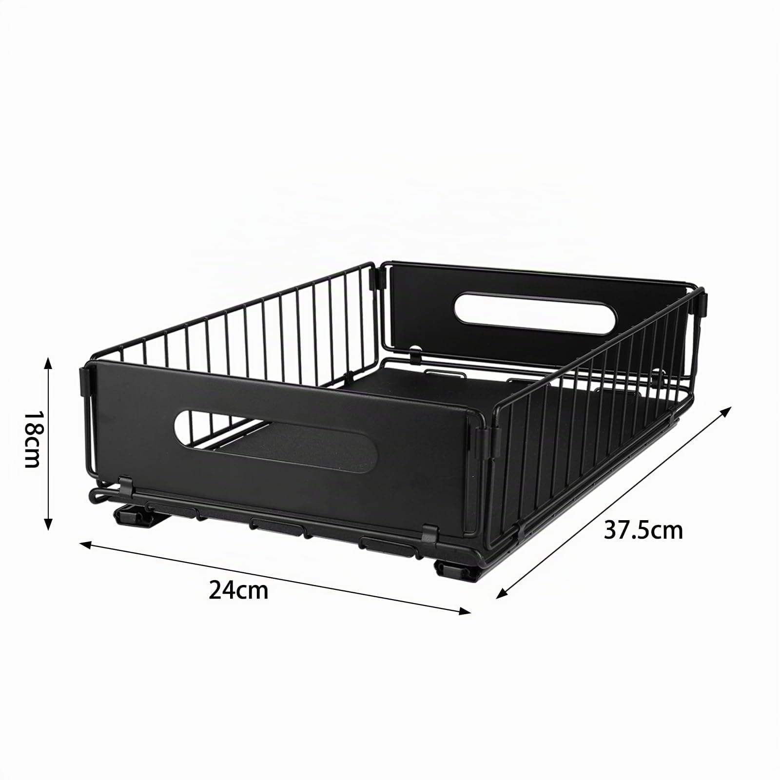 HUOLE Tiroir Coulissant Cuisine, organisateurs de Placard Extensibles, tiroirs coulissants, étagères coulissantes pour l'organisation, Noir - 38 x 25 x 10 cm (2 pièces)